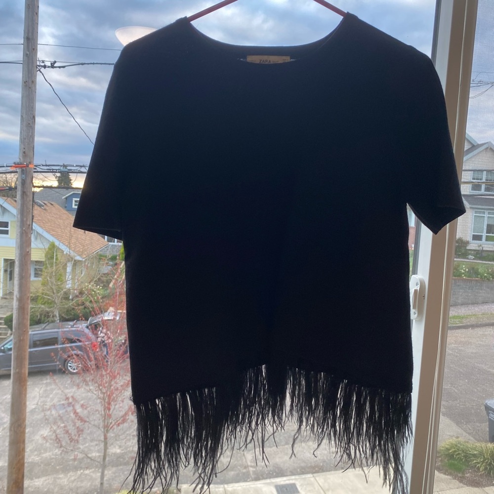 Zara | Black Feather Top | Medium